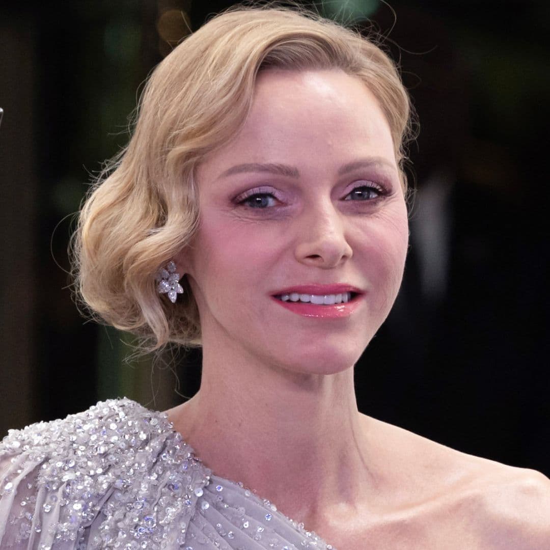 Princess Charlene Is Simply Celestial in a Glittering Elie Saab Caped Gown at Monaco's Galaxy Rose Ball